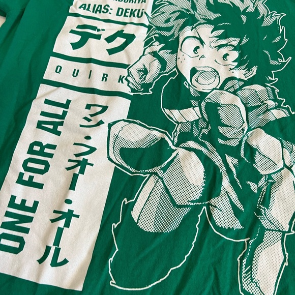 L My Hero Academia Adult New T-Shirt - Deku Izuku Midoriya Stats Boxed Green - Picture 5 of 6